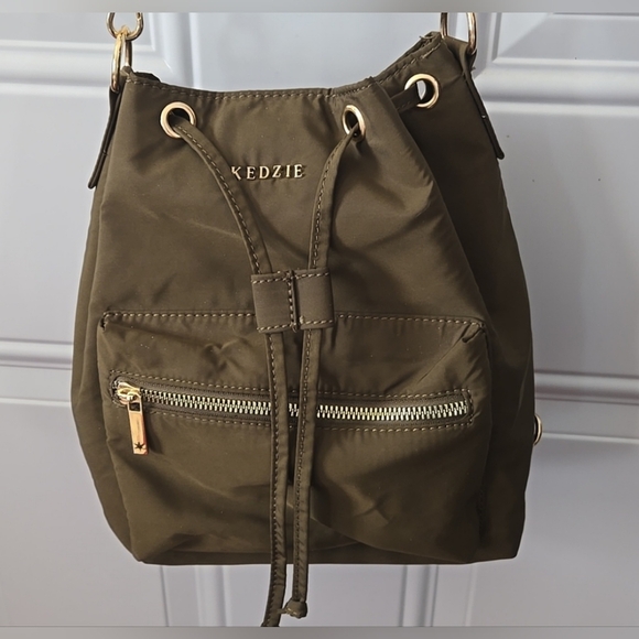 Kedzie Women's Olive Green multipurpose Drawstring Backpack - Picture 1 of 3